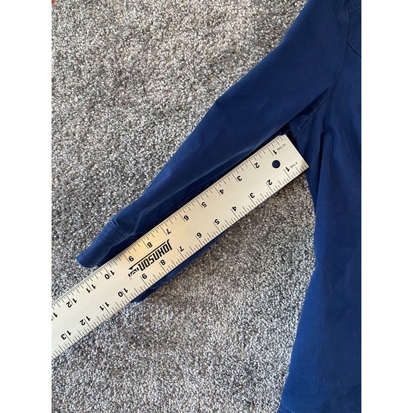 Chicos Jacket Womens Size 1 (Medium) Blue Blazer Ruffle Open Front Preppy - Picture 12 of 13